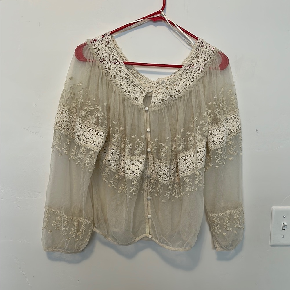 Free People Cream Lace Women's Top